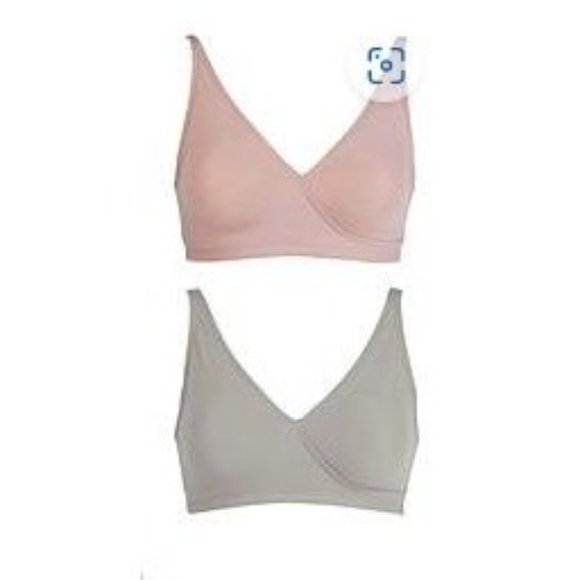 Rhonda Shear 2pk Butterknit Wrap Bra w/Removable Pads 761-081 Gray & Pink Large - Picture 2 of 2